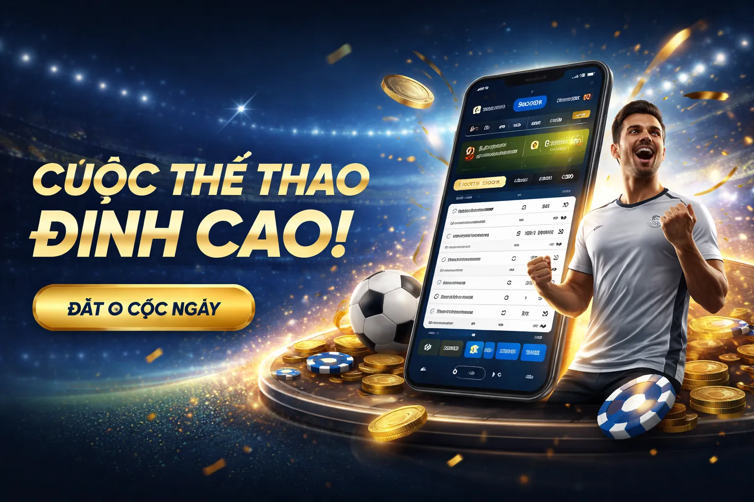 Sân vận động rực rỡ với logo Unibet và tiền thưởng chào mừng thể thao